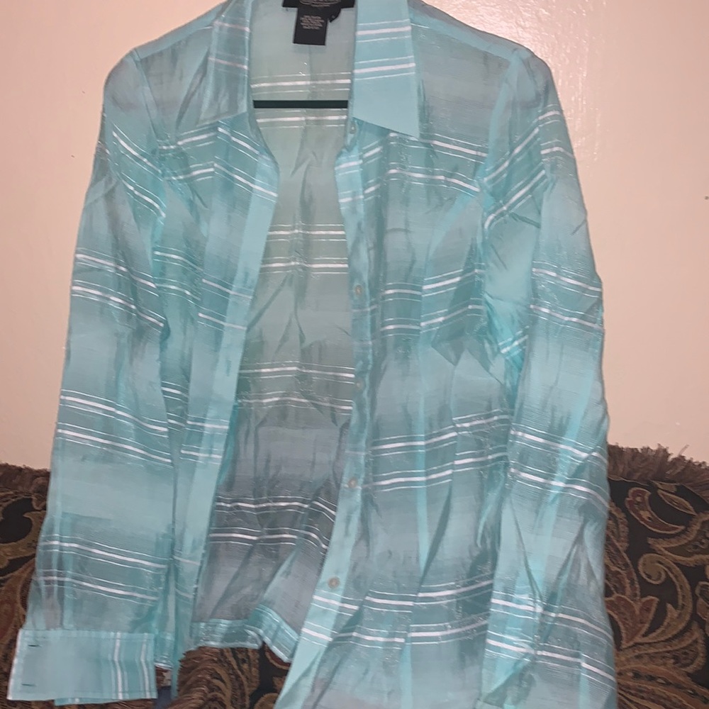 Peck & Peck See Through Beautiful Button Down Blo… - image 1